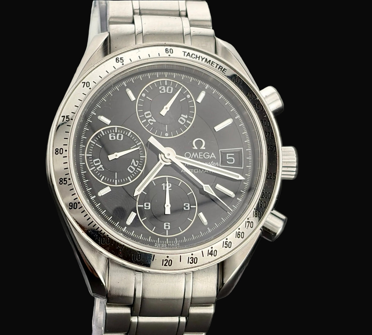 Omega Speedmaster Date Automatic Chronograph Stainless Steel Black Dial Men's Watch 39mm