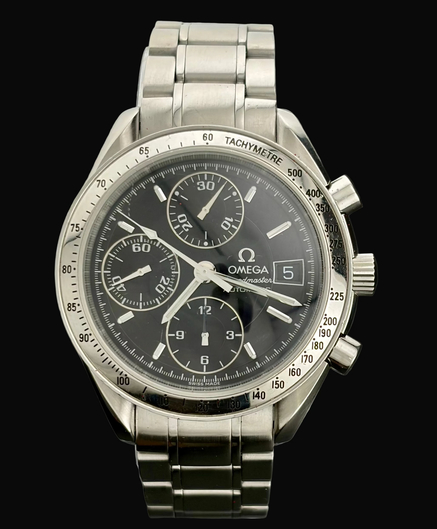 Omega Speedmaster Date Automatic Chronograph Stainless Steel Black Dial Men's Watch 39mm