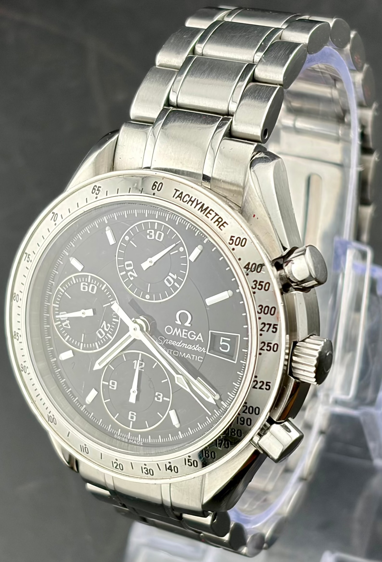 Omega Speedmaster Date Automatic Chronograph Stainless Steel Black Dial Men's Watch 39mm