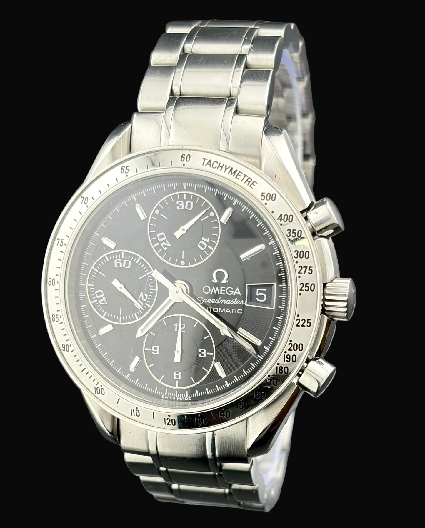 Omega Speedmaster Date Automatic Chronograph Stainless Steel Black Dial Men's Watch 39mm