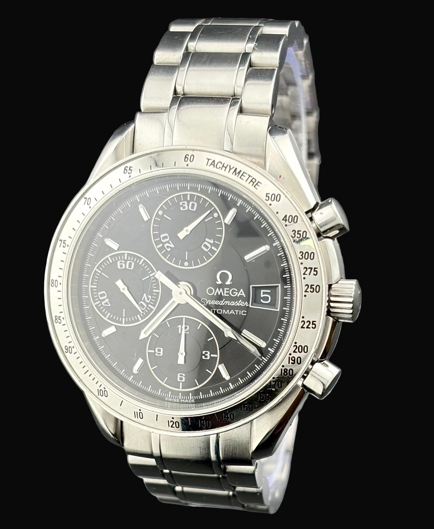 Omega Speedmaster Date Automatic Chronograph Stainless Steel Black Dial Men's Watch 39mm