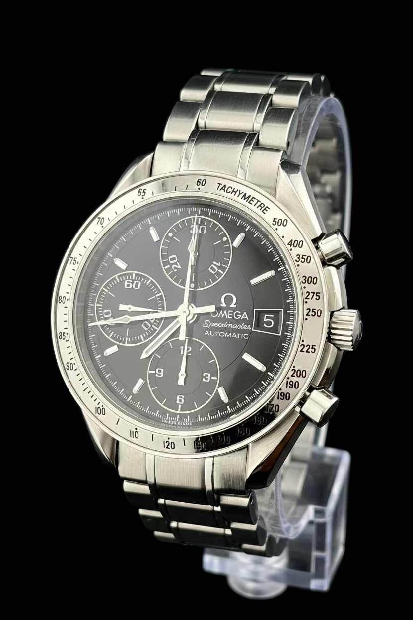 Omega Speedmaster Date Automatic Chronograph Stainless Steel Black Dial Men's Watch 39mm