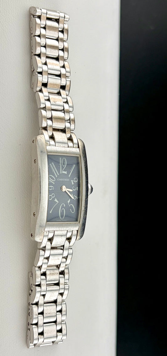 Cartier Tank Américaine 1713 Art Deco Ladies Watch in 18K White Gold Dark Grey Dial