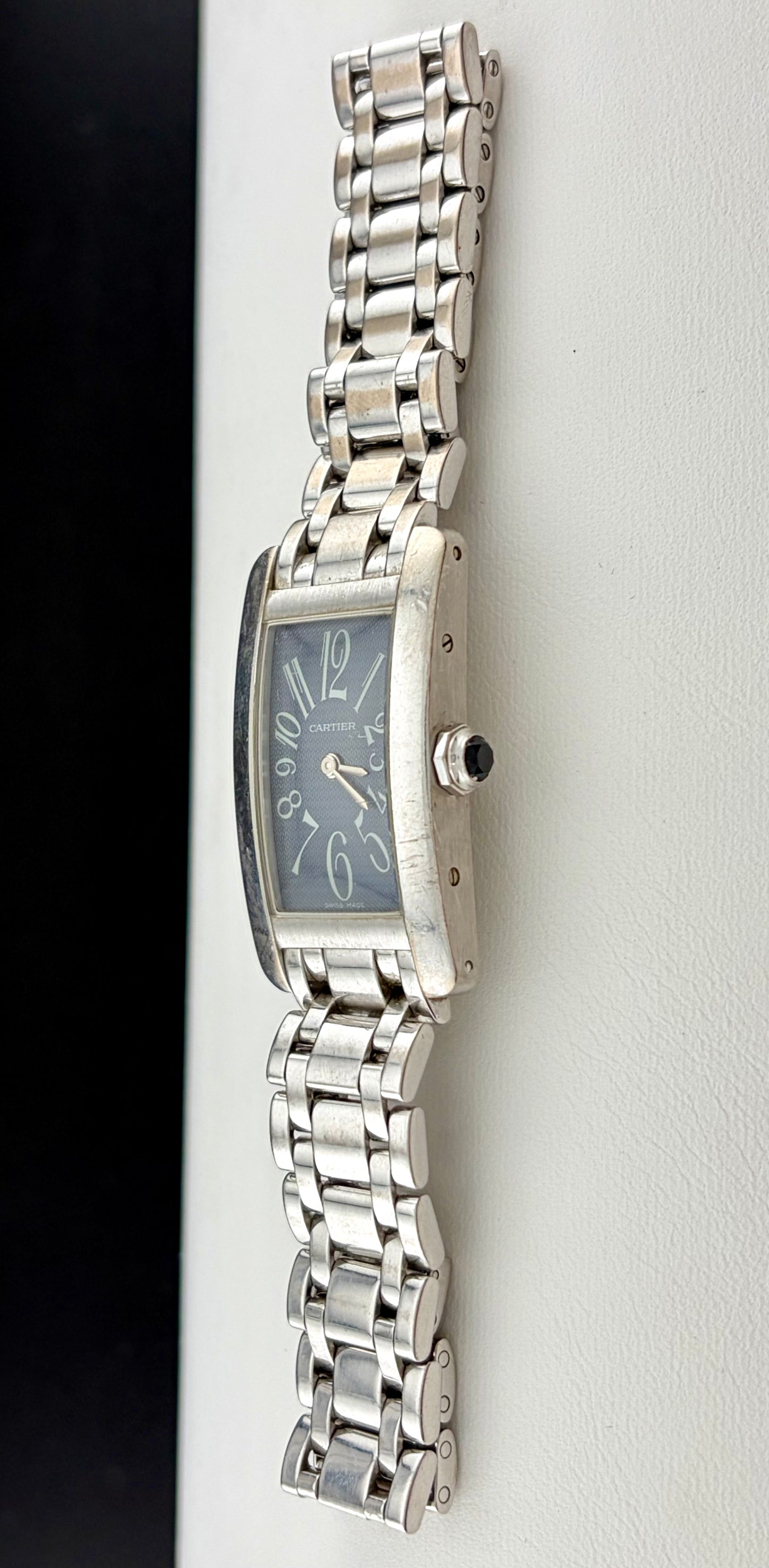 Cartier Tank Américaine 1713 Art Deco Ladies Watch in 18K White Gold Dark Grey Dial