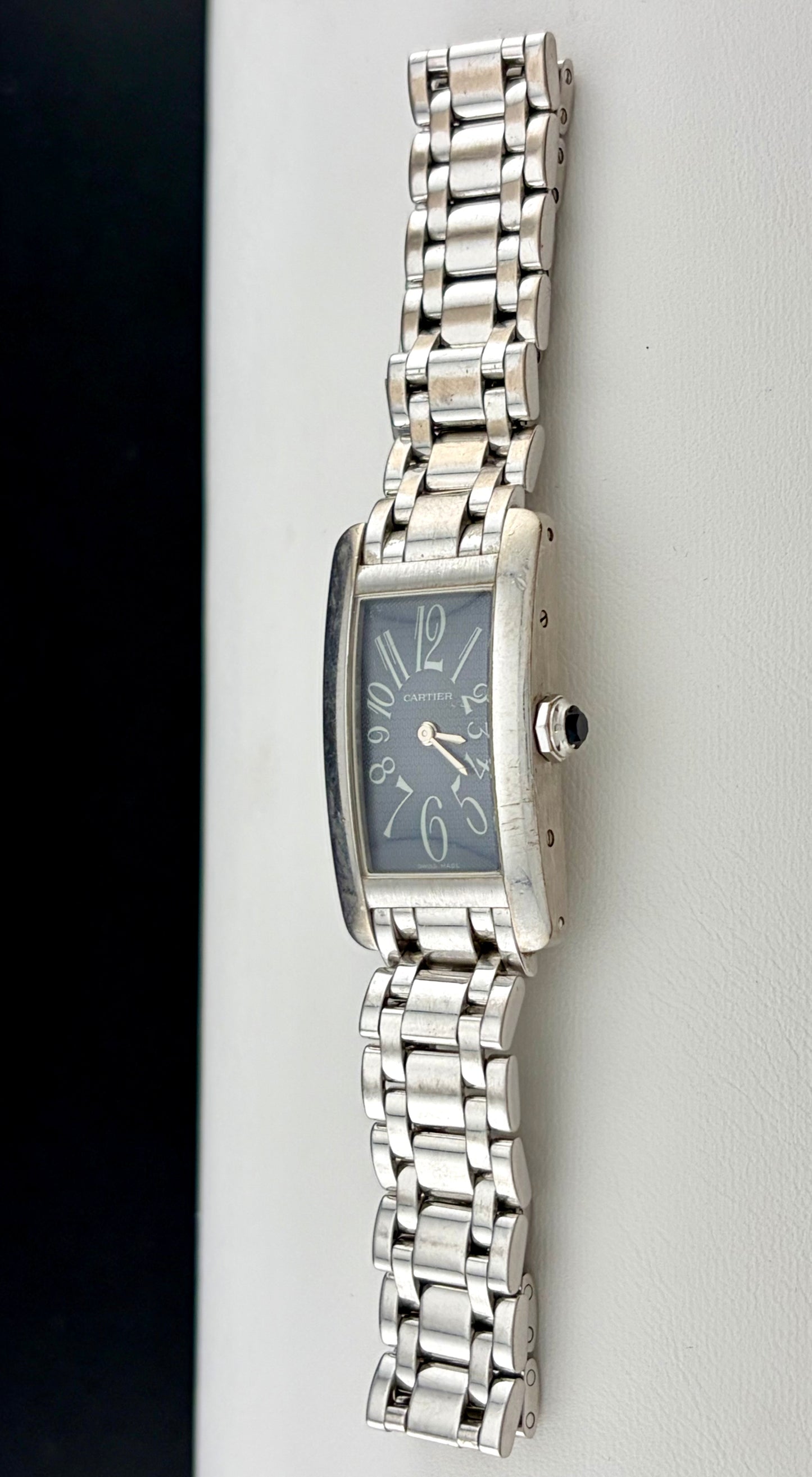 Cartier Tank Américaine 1713 Art Deco Ladies Watch in 18K White Gold Dark Grey Dial