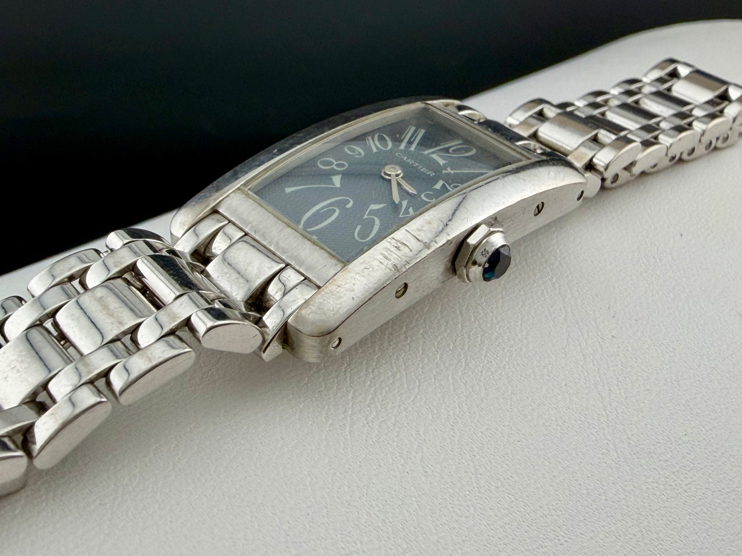Cartier Tank Américaine 1713 Art Deco Ladies Watch in 18K White Gold Dark Grey Dial