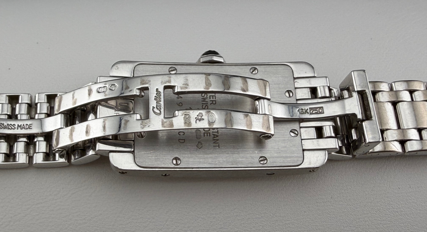 Cartier Tank Américaine 1713 Art Deco Ladies Watch in 18K White Gold Dark Grey Dial