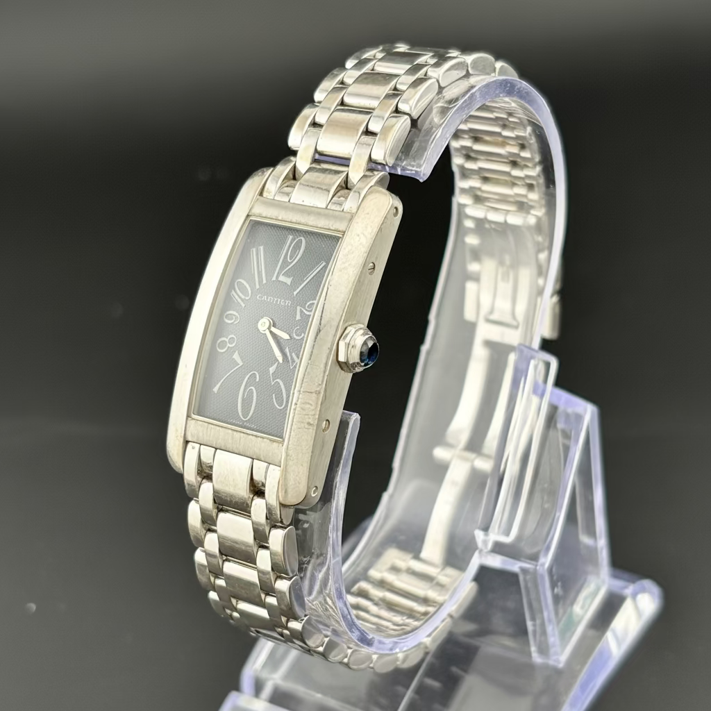 Cartier Tank Américaine 1713 Art Deco Ladies Watch in 18K White Gold Dark Grey Dial