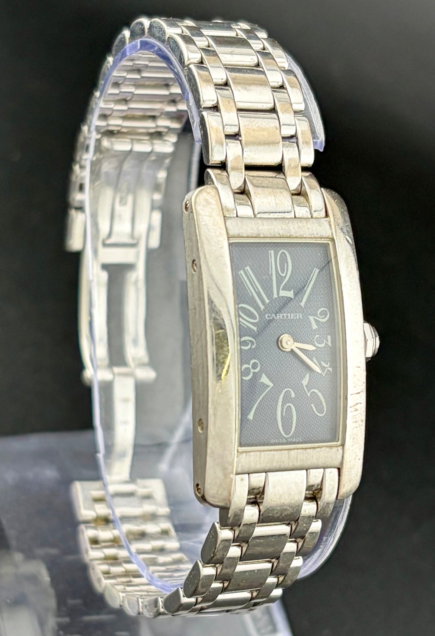 Cartier Tank Américaine 1713 Art Deco Ladies Watch in 18K White Gold Dark Grey Dial