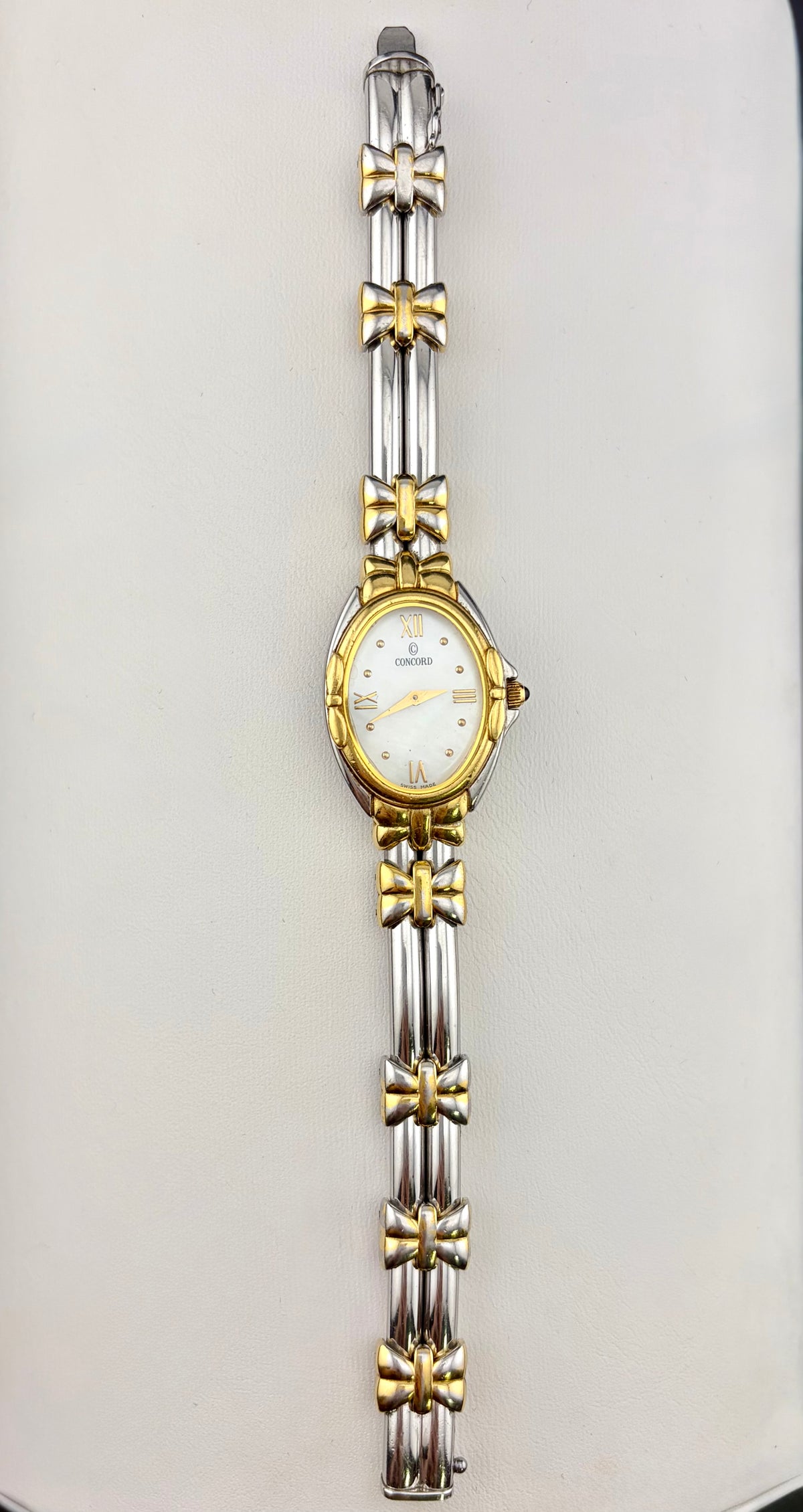 Concord Papillon Mother of Pearl Two Tone Stainless Steel Gold Tone Ladies Watch with 18k Gold Bezel