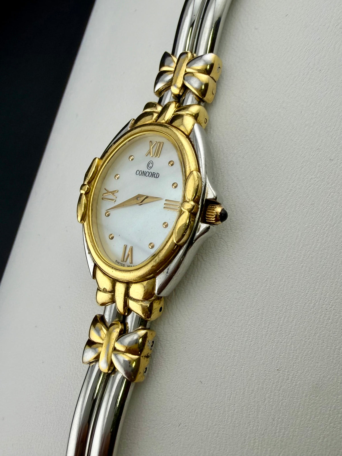 Concord Papillon Mother of Pearl Two Tone Stainless Steel Gold Tone Ladies Watch with 18k Gold Bezel