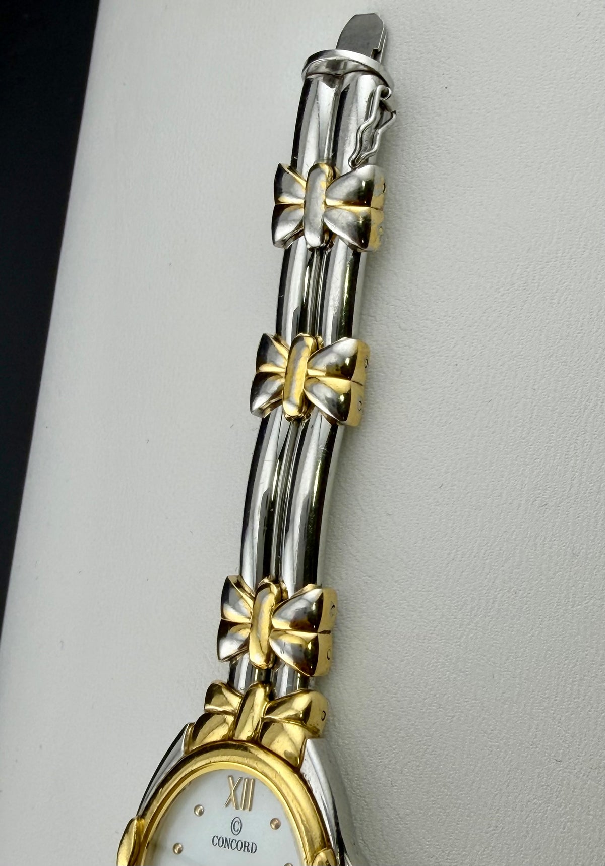 Concord Papillon Mother of Pearl Two Tone Stainless Steel Gold Tone Ladies Watch with 18k Gold Bezel