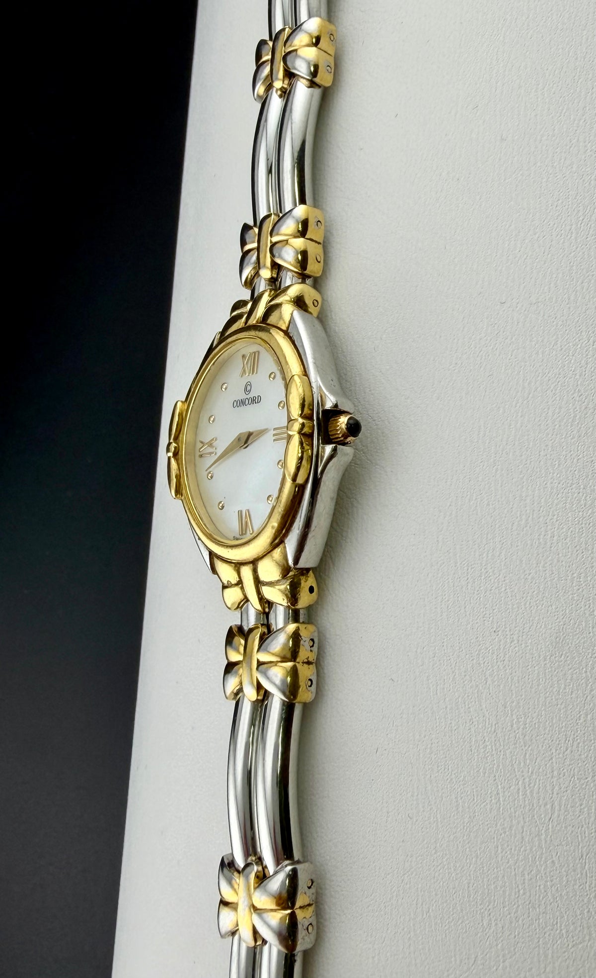 Concord Papillon Mother of Pearl Two Tone Stainless Steel Gold Tone Ladies Watch with 18k Gold Bezel