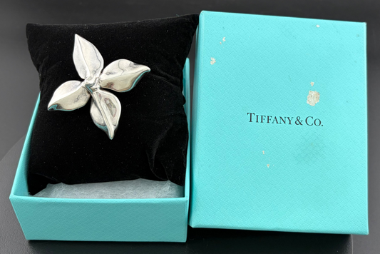 Tiffany & Co Vintage 925 Silver Poinsettia Botanical Brooch with Box