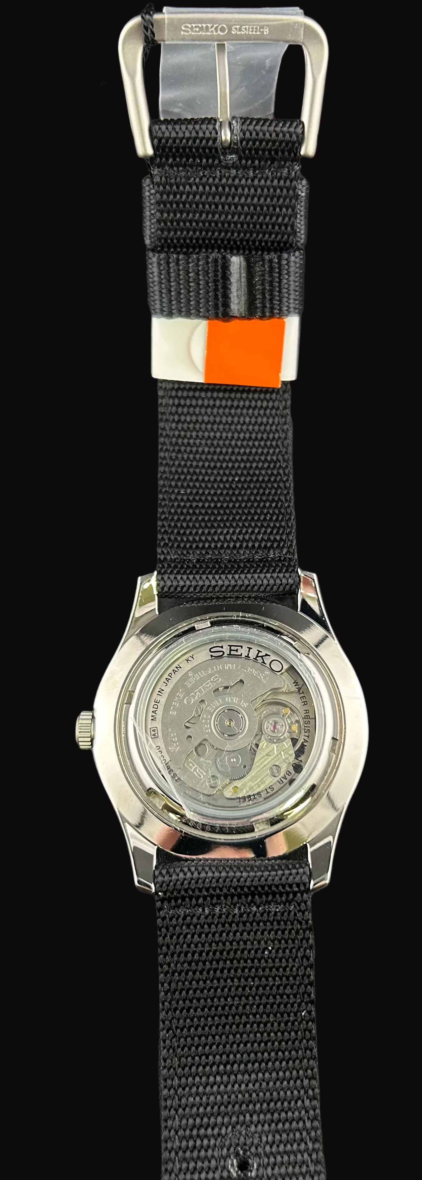 SEIKO 5 SPORTS Automatic SNZG15J1 Black Dial Black Vinyl Strap Stainless Steel Men's Watch