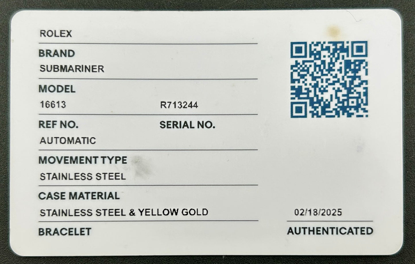 Rolex Submariner 11613 18kt Gold & Steel